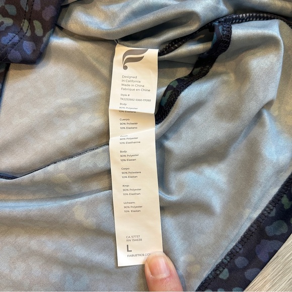 Fabletics Women’s Blue Heatmap Leopard Dry-Flex Open Back Tank - Large - Picture 5 of 6